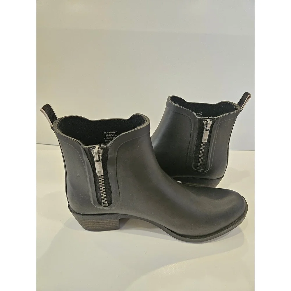 Lucky Brand Basel H2O Rain Boots Black‎ Rubber Ankle Booties LK-BASELH20 Mens 8M